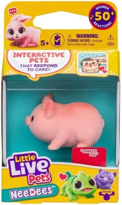 Lil' Needees Elchspielzeug kleine lebende Haustiere interaktive Taschentiere mit Geräuschen und Reak
