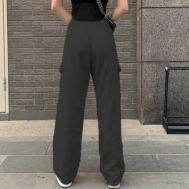 HVEPUO Hosen Damen Sommerhose Damen Leicht High Waist Hose Baumwollhose Freizeithose S D-schwarz, S