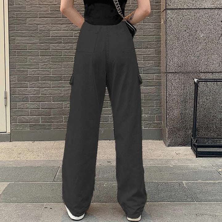 HVEPUO Hosen Damen Sommerhose Damen Leicht High Waist Hose Baumwollhose Freizeithose S D-schwarz, S