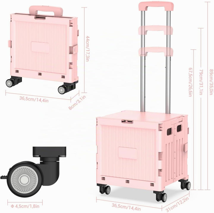 Meisax Einkaufstrolley klappbar, Einkaufswagen bis 30 kg, Transportbox mit 4 Rollen, Shopping Trolle
