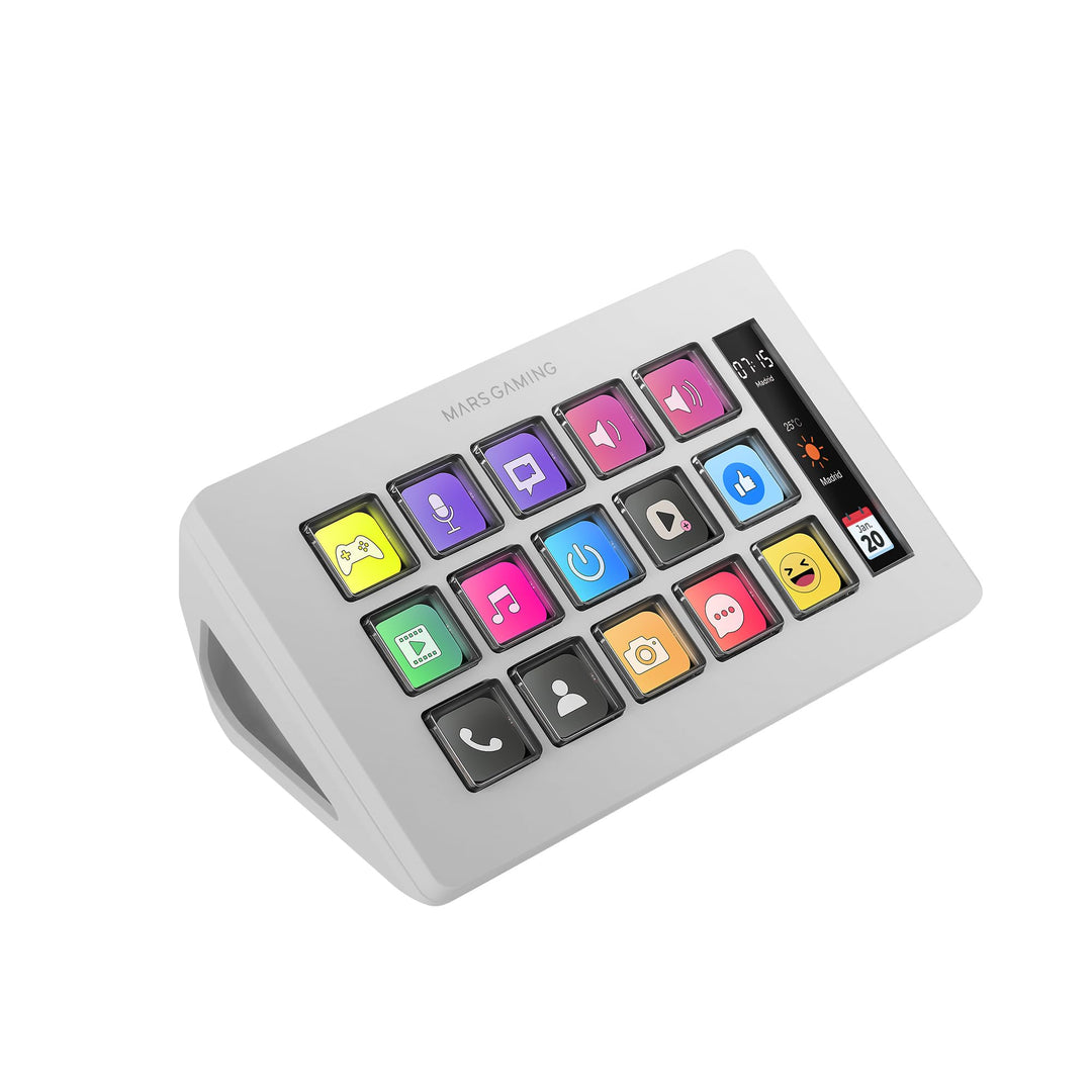 Mars Gaming MSD-ONE, Kontroll-Deck Slim, 15 Anpassbare LCD-Tasten, Vergrösserte LCD Anzeige, Steueru