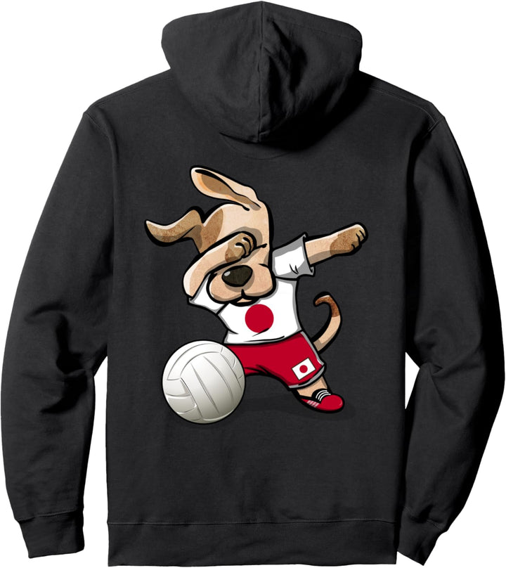 Lustiger Tupfender Hund Japan Volleyball - Japanische Flagge Pullover Hoodie