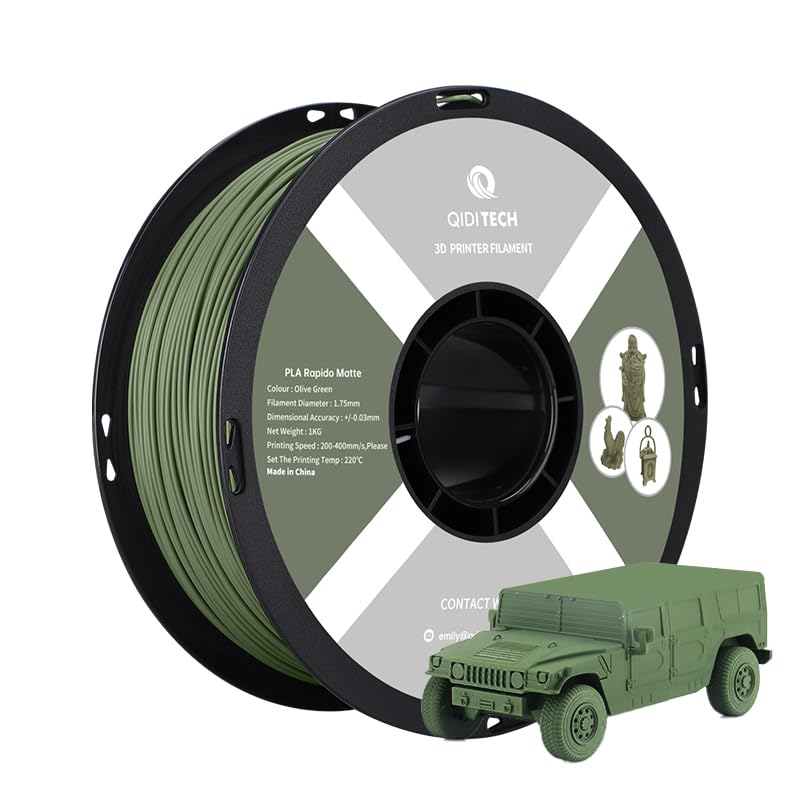 QIDI TECH Matte PLA Rapido Filament 1.75mm, PLA Matte 3D Drucker Filament 1kg Spule (2.2lbs), Geeign