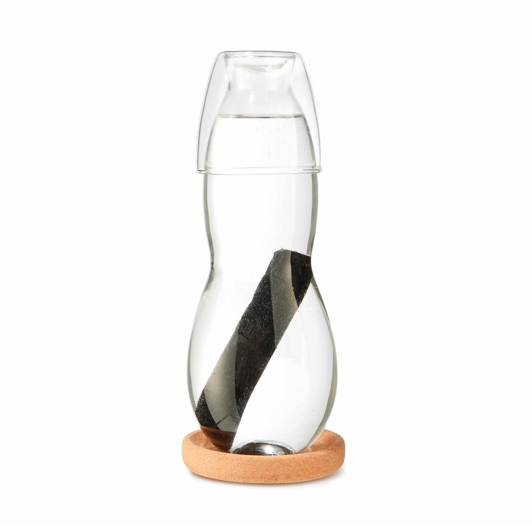 black+blum Persönliche Karaffe mit Trinkglas - 800 ml, Borosilikatglas/Kork, Masse: 10 x 10 x 25 cm
