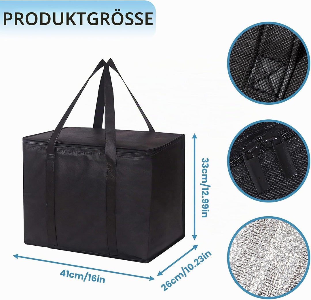 2 Stück kühltasche 40L + kühlakkus (10 Stück),Faltbare kühltasche gross (41x26x33cm),thermotasche,Co