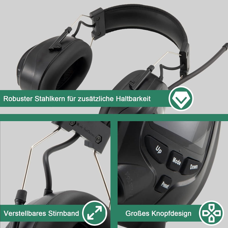 Gehörschutz mit Radio DAB + / FM, integriertem Bluetooth und Mikrofon, SNR