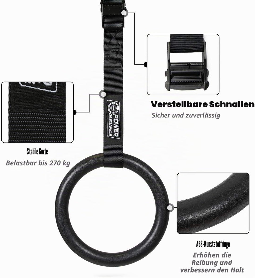 POWER GUIDANCE Turnringe aus mit verstellbaren Schnallenriemen, gymnastikringe für Home Gym, Outdoor