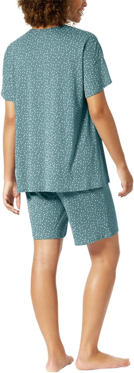 Schiesser Damen Schlafanzug Kurz Pyjamaset 38 Blaugrau (I), 38 Blaugrau (I)