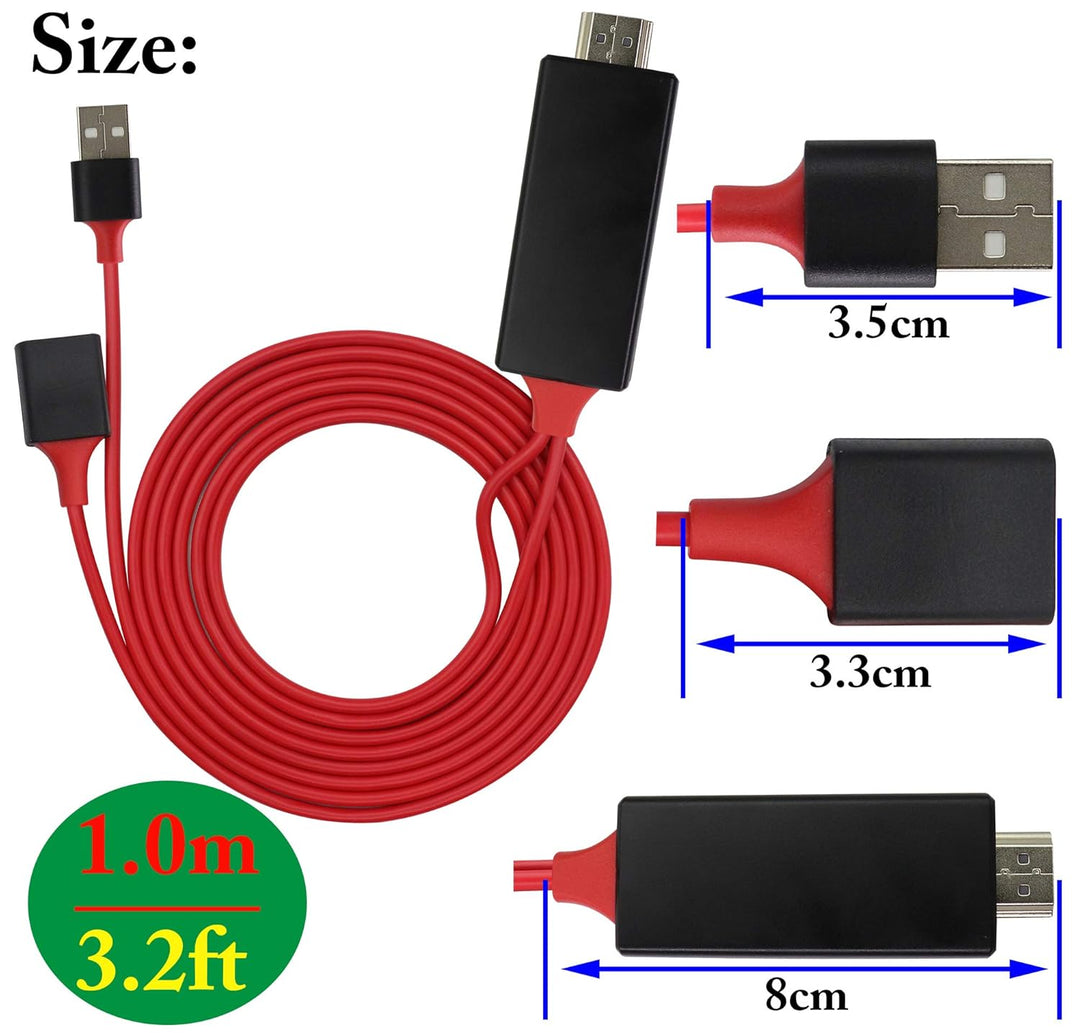 1080P/60Hz 2,4G HD HDMI-Männlich auf 2 USB-Weiblich/Männlich Kabel,Telefon und Tablet-Computer HDMI-