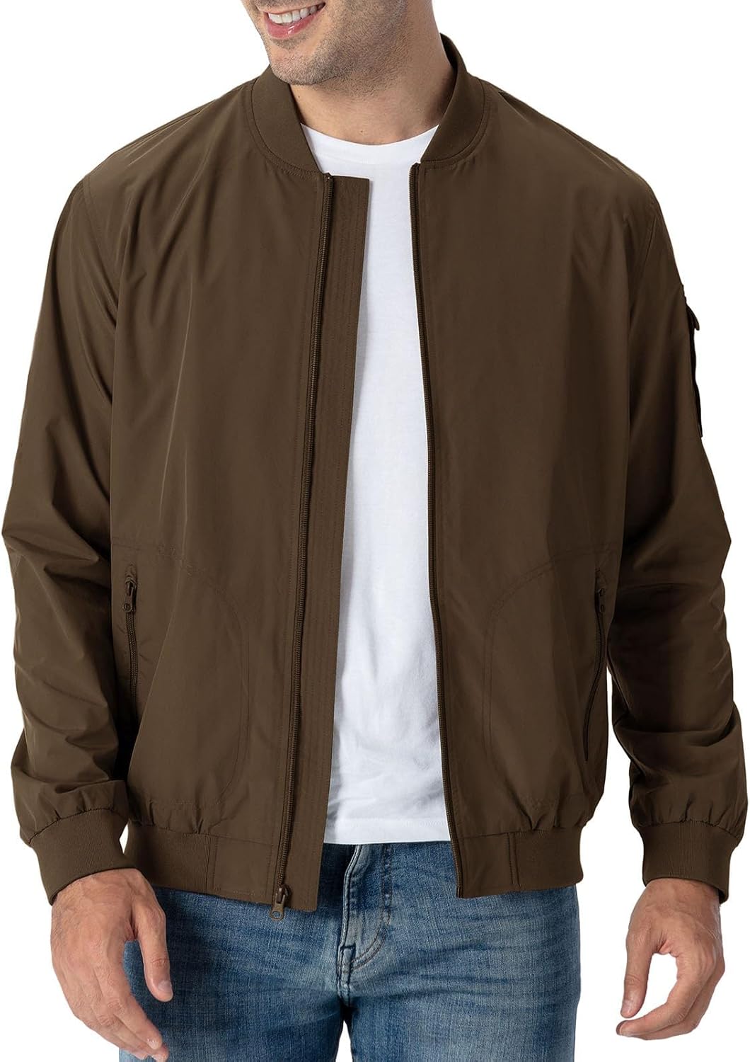 Herren Jacken Leichte Windbreaker Übergangsjacke Bomberjacke Frühling Herbst Fliegerjacke Stehkragen