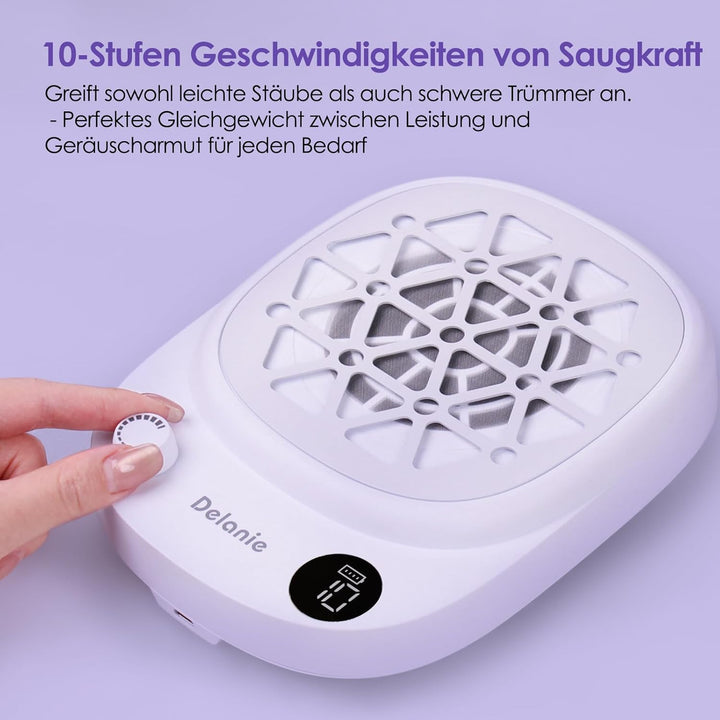 Delanie Nagelstaubsauger mit Filter, Wiederaufladbare Staubabsaugung für Nägel, Kabellose Nagel Stau