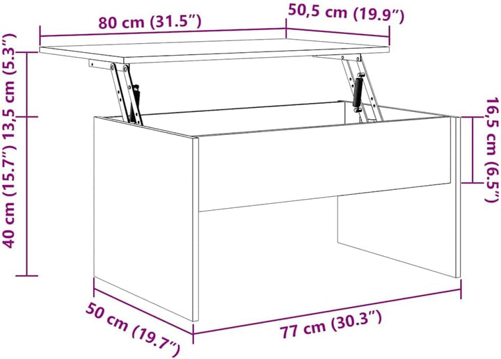 vidaXL Couchtisch Höhenverstellbar Kaffeetisch Beistelltisch Wohnzimmertisch Sofatisch mit Stauraum