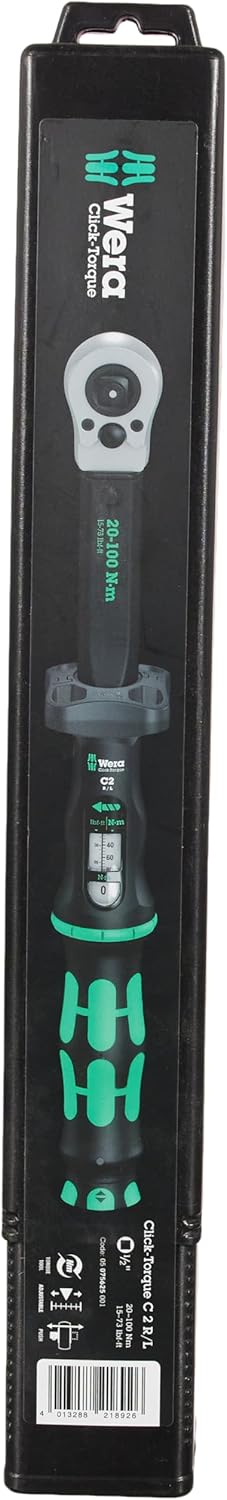 Wera 05075625001 Click-Torque C 2 Push R/L, einstellbarer Drehmomentschlüssel, 1/2", 20-100 Nm Singl