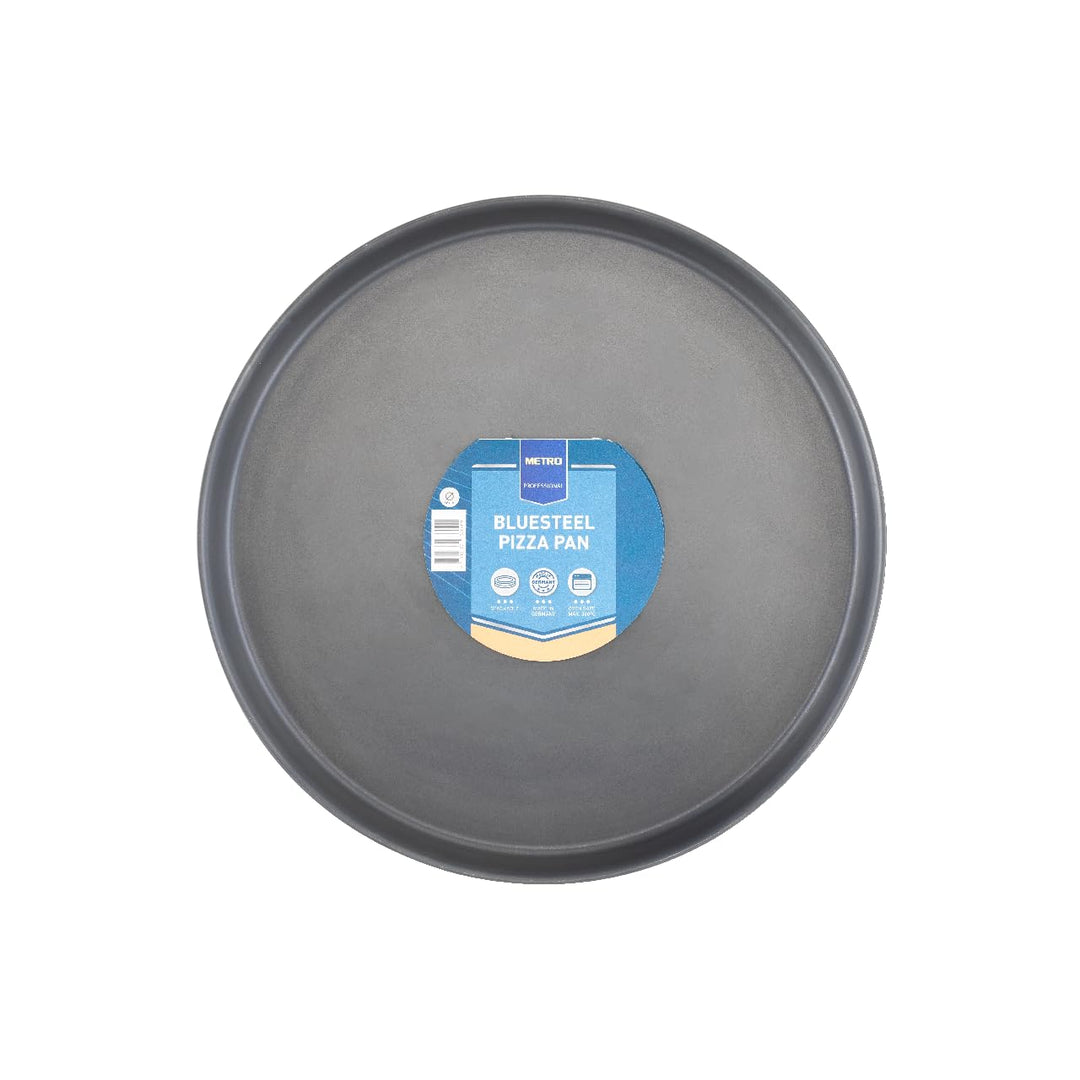 METRO Professional Pizzablech, Metall, 36 cm, 370 x 370 x 100 mm, unbeschichtetes Blaublech mit Roll