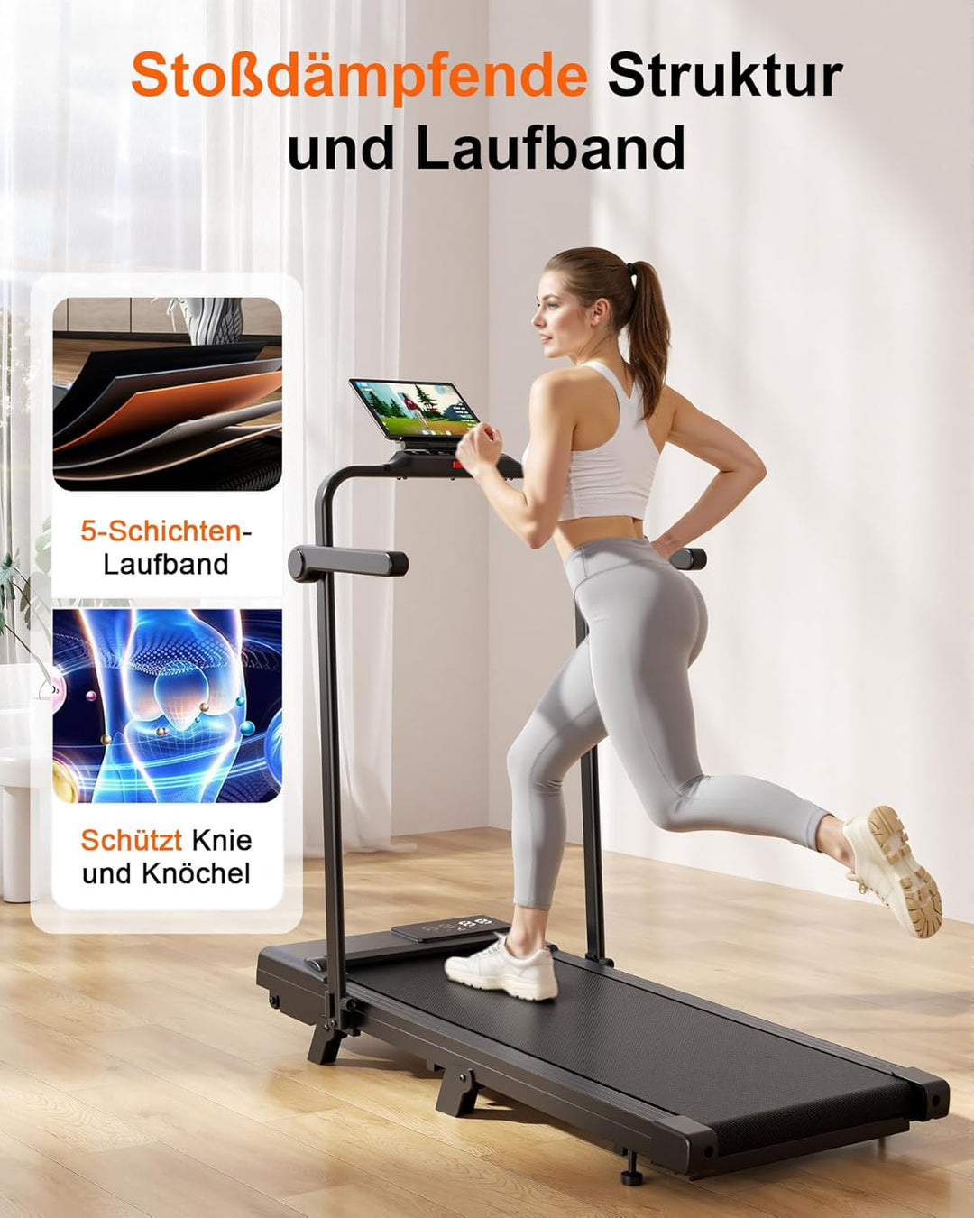 Superun Walking Pad mit Steigung 6% – Laufband für Zuhause max 6km/h & 12km/h mit App und Fernbedien