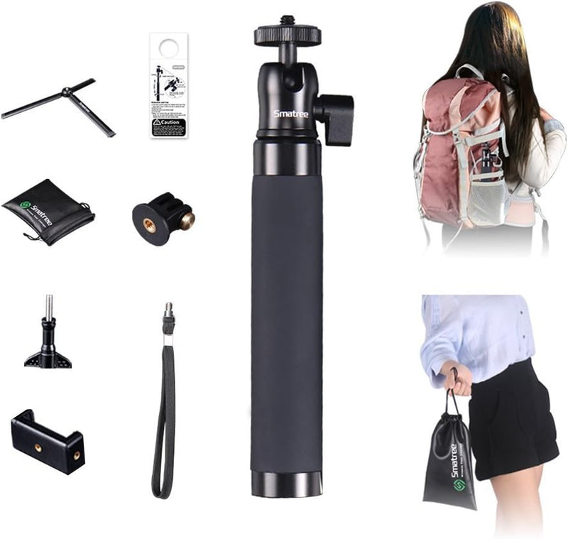 Smatree Teleskop Selfie Stick mit Stativ für DJI OSMO Action 3,2/Gopro Hero 12/11/10/9/8/7/6/5/4/3/S