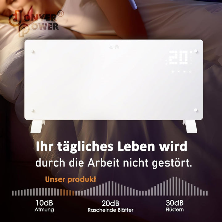 DONYER POWER 2500W Konvektor-Heizung, ultra-dünne Wandmontage oder freistehend, 24H Timer-Fernbedien