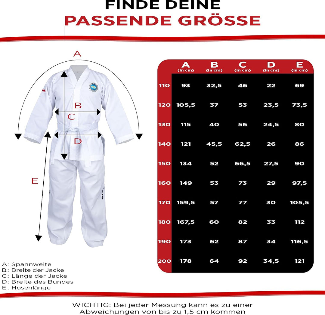 TOP TEN Dobok Classic | Anzug für Taekwon-Do | Kinder, Damen und Herren | TKD