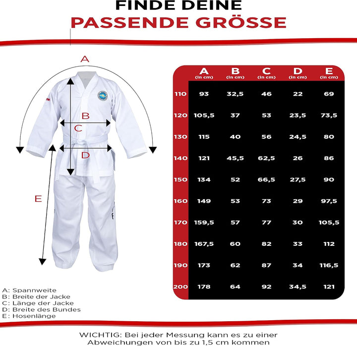 TOP TEN Dobok Classic | Anzug für Taekwon-Do | Kinder, Damen und Herren | TKD