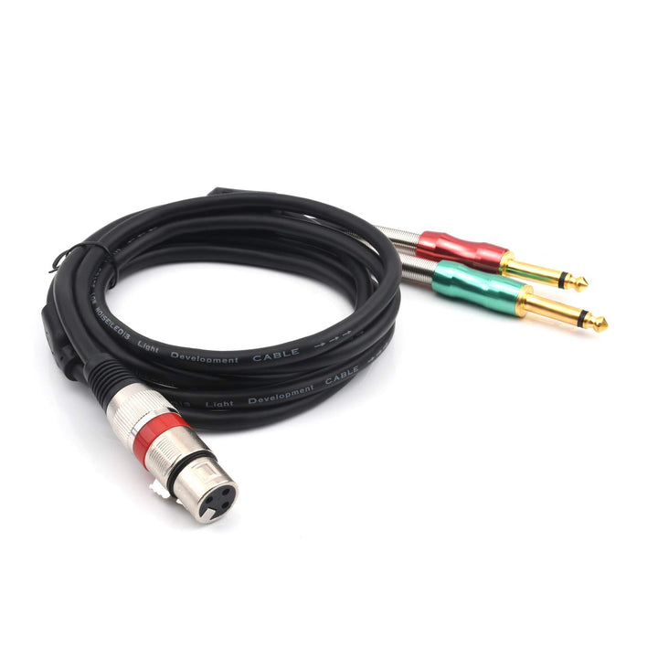 SiYear- 6.6FT XLR-Buchse 3-polig bis 6,35 mm 1/4 Zoll Mono-Stecker Audio-Y-Splitter-Kabel, doppelt 6