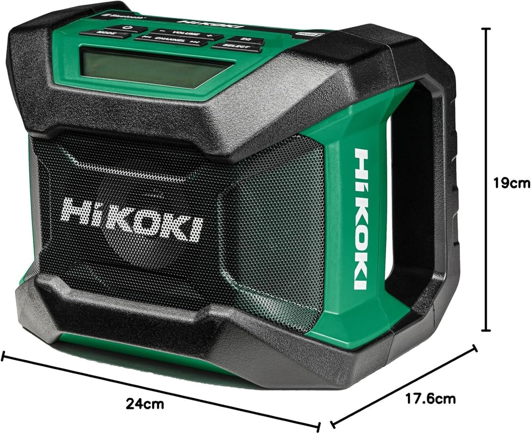 HiKOKI Akku-Baustellenradio UR18DA (Schnurloses Radio, Radiofrequenz: FM/DAB, kann mit Netzadapter o