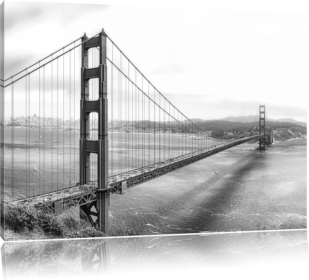 Pixxprint Golden Gate Bridge als Leinwandbild/Grösse: 100x70 cm/Wandbild/Kunstdruck/fertig bespannt,