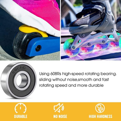 120mm Scooter Rollen - 2 Stück 120mm Led Scooter Ersatzräder Räder mit ABEC-9 Lager - 120mm hell bli