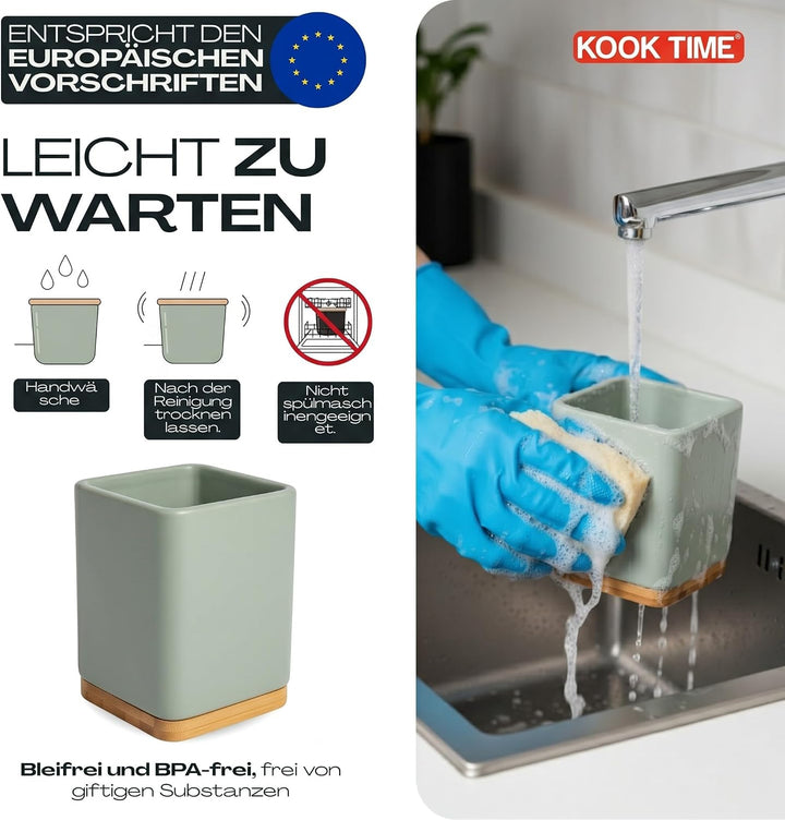KOOK TIME Küchenutensilienhalter - Praktischer Utensilienhalter für die Küche, Besteckhalter aus Ker