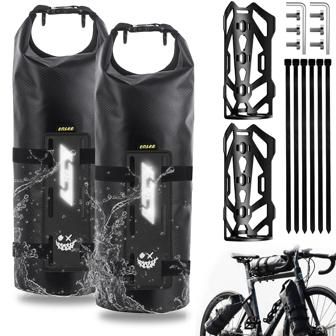 8.5L 2 Stück Gabeltaschen Fahrrad Wasserdicht Fahrradtasche Vorderrad mit Vielseitiger Halterung Rol