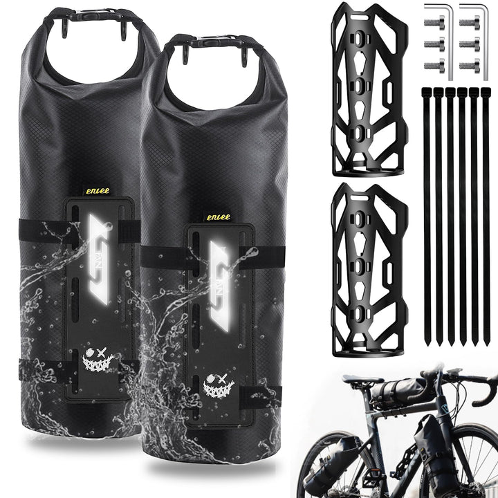 8.5L 2 Stück Gabeltaschen Fahrrad Wasserdicht Fahrradtasche Vorderrad mit Vielseitiger Halterung Rol