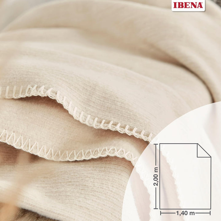 Ibena Wolldecke Lausanne, Baumwolldecke Natur, Kuscheldecke 140x200cm, kuschelig warm und angenehm l