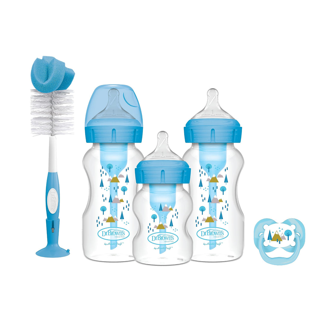 Dr. Brown's Natural Flow Options+ Anti-Colic Babyflasche, Geschenkset, Blau, blau