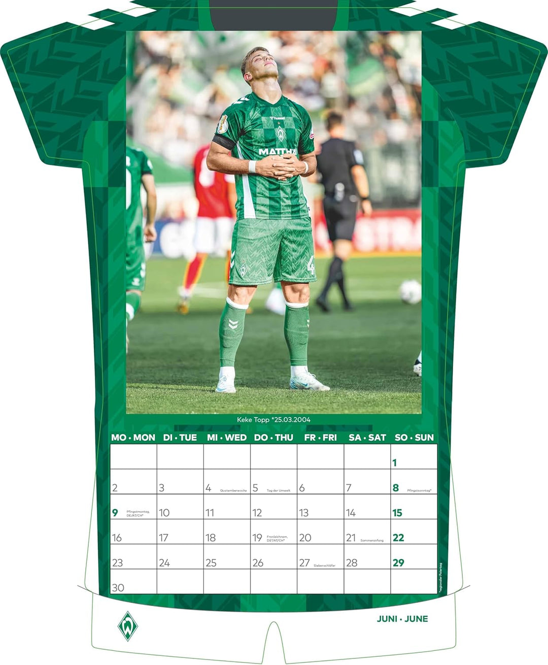 N NEUMANNVERLAGE - Werder Bremen 2025 Trikotkalender, 34,1x42cm, Fussball-Kalender mit Motiven der S