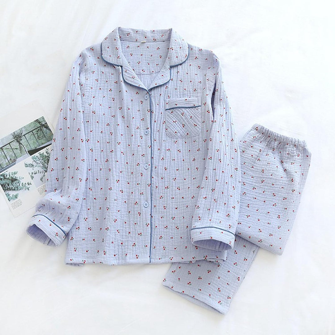 Pyjama Schwarz Damen aus Doppelkrepp mit Revers, Langen Ärmeln und Langen Hosen, Heimkleidungsset Sc
