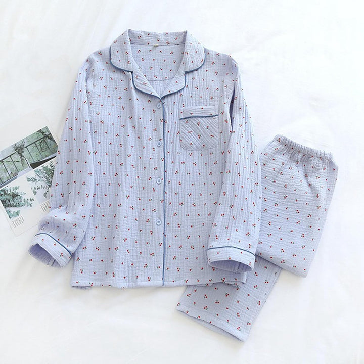 Pyjama Schwarz Damen aus Doppelkrepp mit Revers, Langen Ärmeln und Langen Hosen, Heimkleidungsset Sc