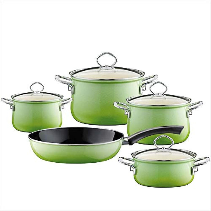 Riess, 0558-036 Geschirr-Set 5-teilig, NOUVELLE, SMARAGD, bestehend aus: Fleischtopf mit Glasdeckel