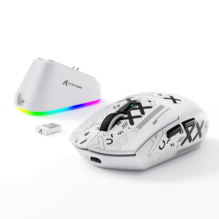 MAMBASNAKE x Attack Shark G3PRO Gaming-Maus mit Magnetischer Ladestation, BT/2.4G Wireless/Kabel, Pi