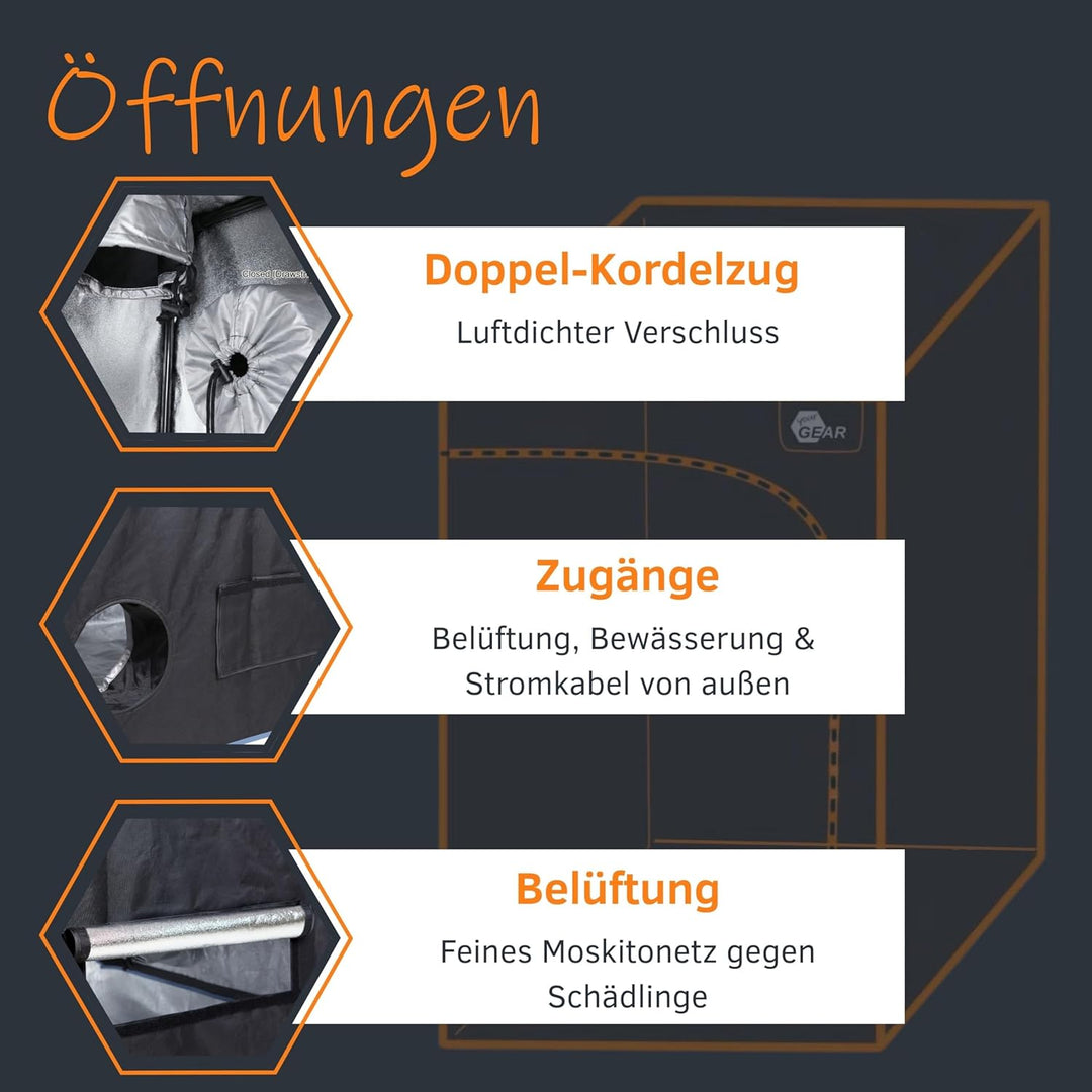 yourGEAR Growzelt Plantsville in 8 Grössen - Grow Indoor Box, Zuchtzelt, Gewächshaus, Schrank zur Pf