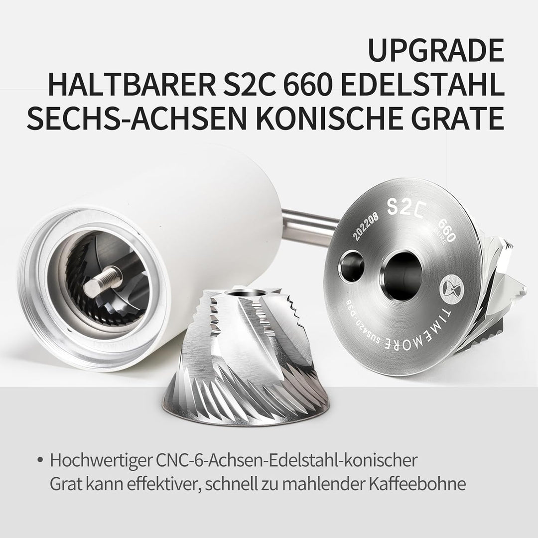 TIMEMORE Kaffeemühle manuell Edelstahl konische Grar handkaffeemühle mit faltbarem, Kastanie C3S PRO