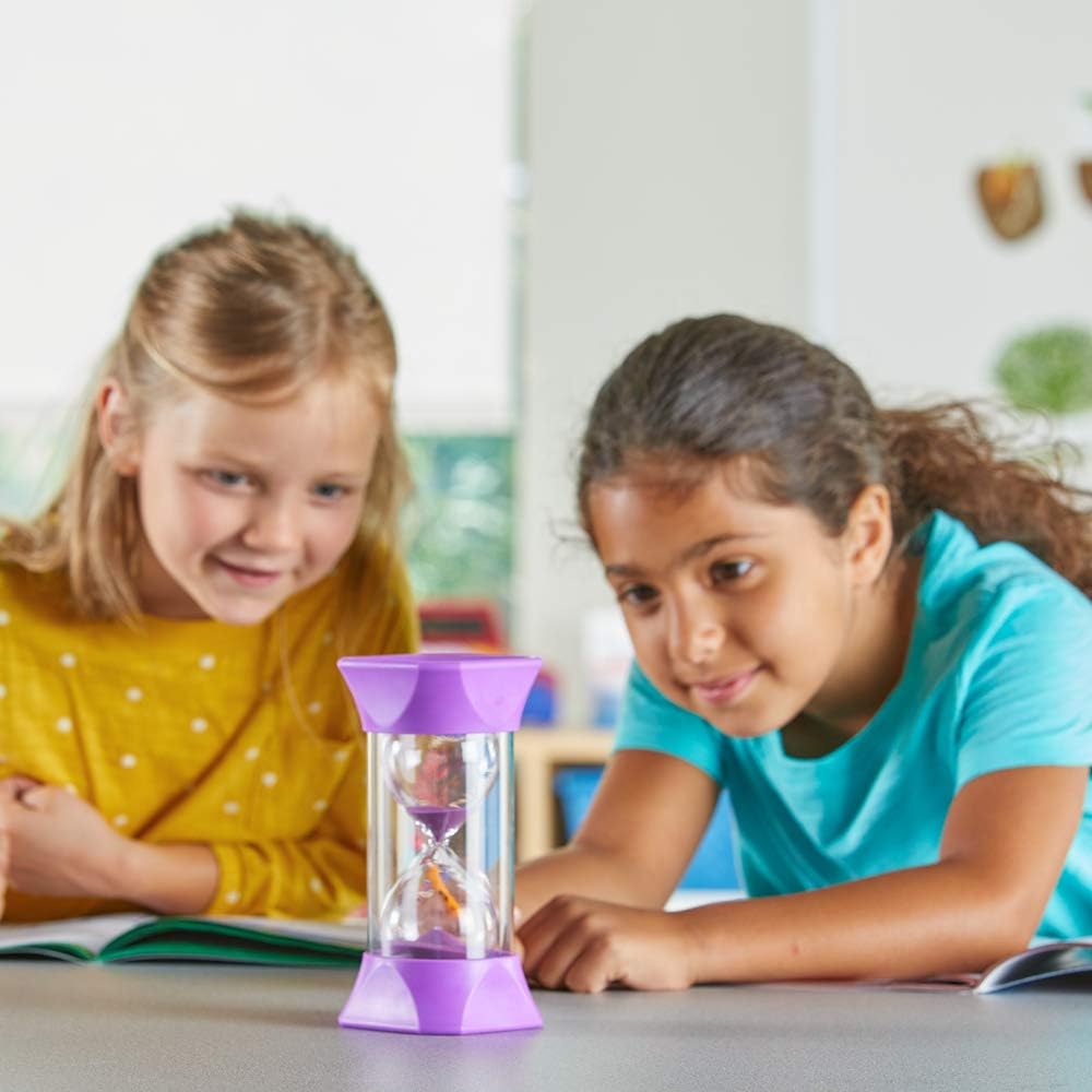 Learning Resources Jumbo-Sanduhr (10 Minuten), violett, weiche Gummi-Endkappen bieten leises Pausen,