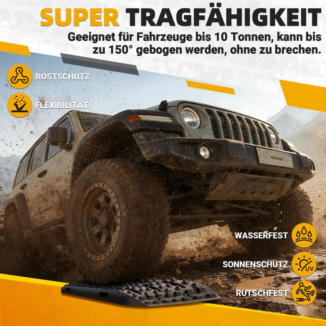 Gimisgu 2x Sandbleche Offroad Traktionsmatte Kunstoff Anfahrhilfe Recovery Board Tracks mit Aufbewah