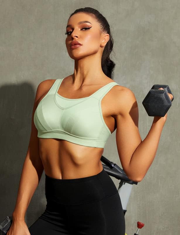Wingslove Damen Sport BH ohne Bügel Nicht Gepolstert High Impact Bustier Halt Joggen BH 75C Grün, 75