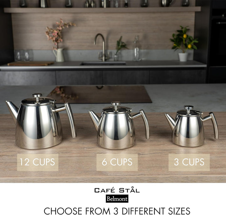 Café Ole HTP-12DW Teekanne, Edelstahl 18/10, Hochglanz Poliert, 1,2 L 1.2L Hochglanzpolitur, 1.2L Ho