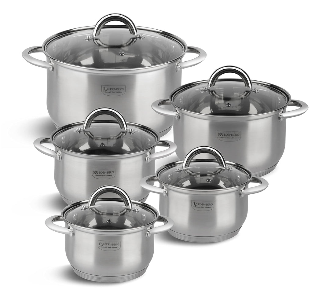 EDENBERG 10 TLG Topfset Induktion, Edelstahl Kochtopf Set Induktion | Induktions Töpfe Set, Töpfe In