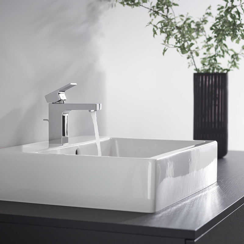 hansgrohe Waschtischarmatur Vernis Shape, Wasserhahn Bad mit Auslauf Höhe 100 mm, mit Zugstange, Bad