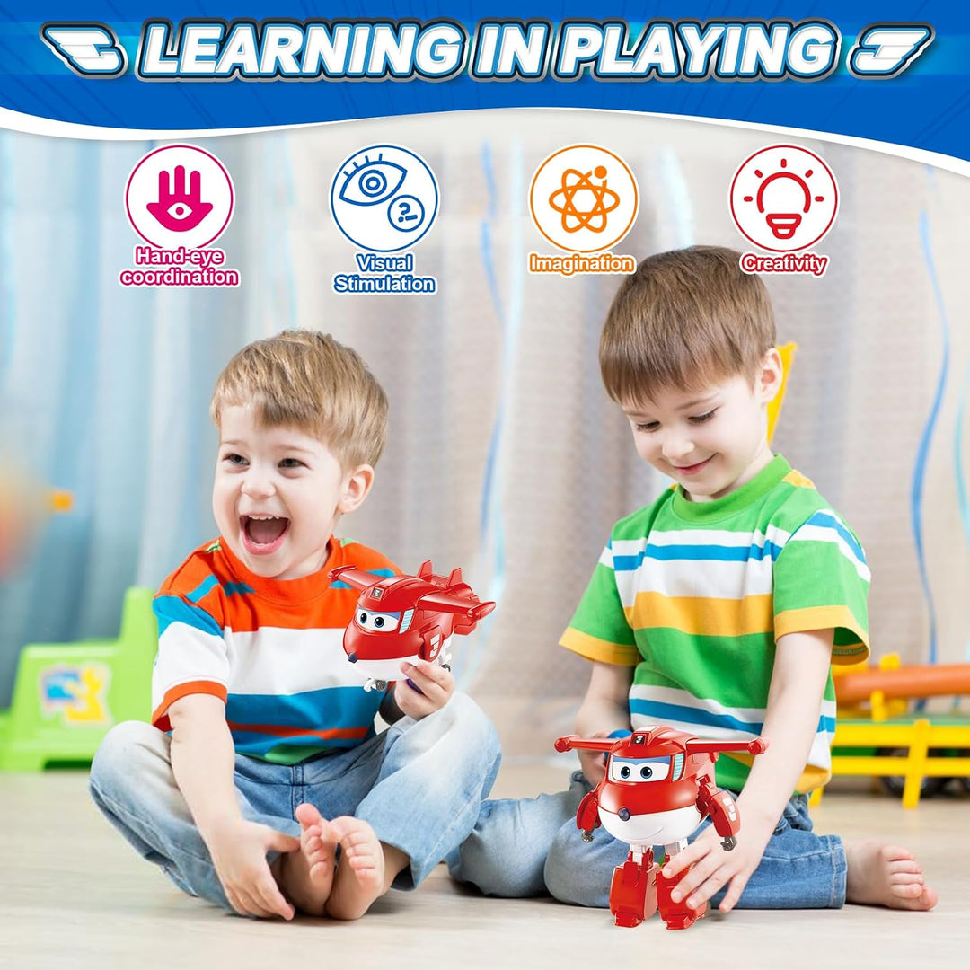 Super Wings Transformations-Flugzeug Supercharged Jett, ca. 12,7 cm grosse Spiel-Figur für Kinder, S
