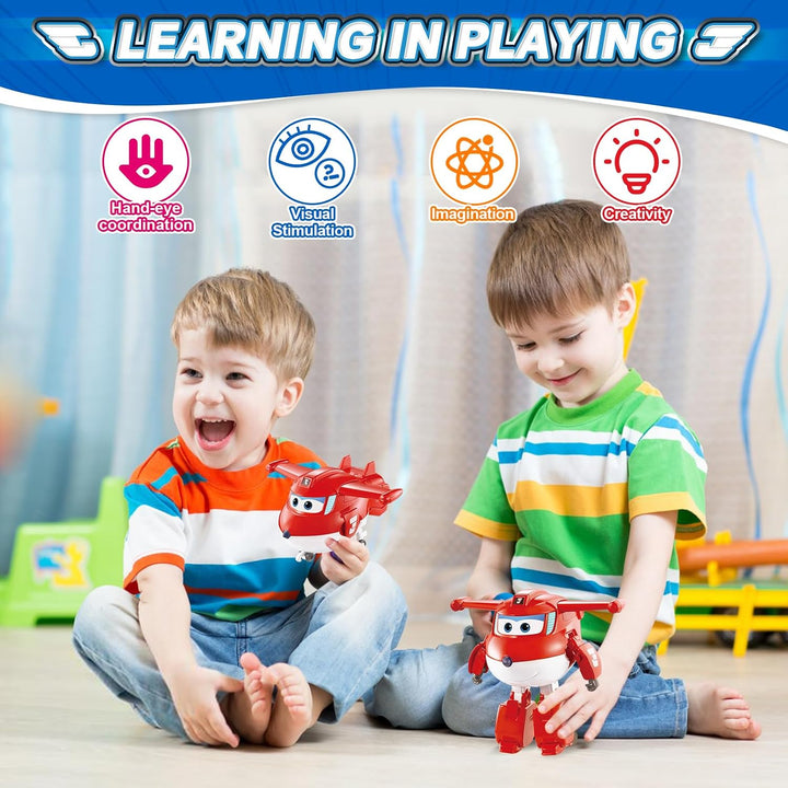 Super Wings Transformations-Flugzeug Supercharged Jett, ca. 12,7 cm grosse Spiel-Figur für Kinder, S