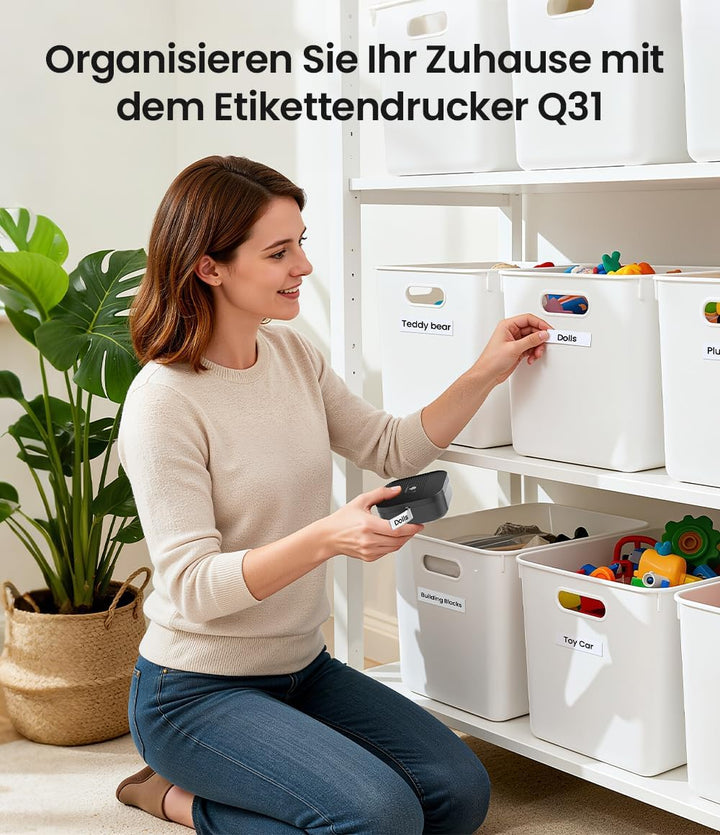 Phomemo Q31 Etikettendrucker, Mini Etikettiergerät Bluetooth, Beschriftungsgerät Selbstklebend 203 D