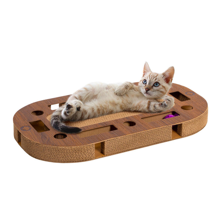 CanadianCat Company | PlayPlate Katzenspielplatz 65 x 35 x 5,8 cm mit integrierter Kratzpappe, inter
