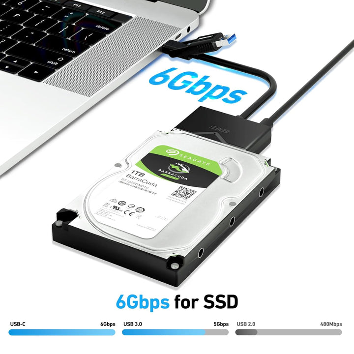 BENFEI USB 3.0 auf SATA Adapter, 2-in-1 USB C/USB 3.0 auf SATA III Festplattenadapter für 2,5 Zoll /